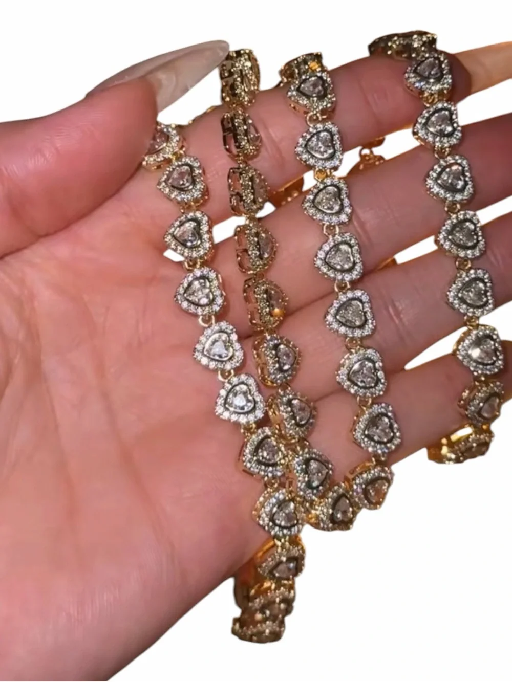 Gold-Tone Heart Crystal Tennis Necklace - Women's Jewelry